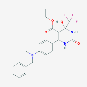 molecular formula C23H26F3N3O4 B381794 Ethyl 6-{4-[benzyl(ethyl)amino]phenyl}-4-hydroxy-2-oxo-4-(trifluoromethyl)hexahydro-5-pyrimidinecarboxylate 