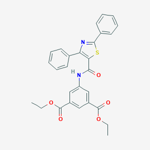 molecular formula C28H24N2O5S B381797 Diethyl 5-{[(2,4-diphenyl-1,3-thiazol-5-yl)carbonyl]amino}isophthalate 