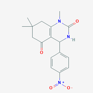 molecular formula C17H19N3O4 B381799 1,7,7-TRIMETHYL-4-(4-NITROPHENYL)-1,2,3,4,5,6,7,8-OCTAHYDROQUINAZOLINE-2,5-DIONE 