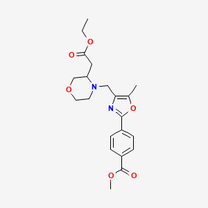 molecular formula C21H26N2O6 B3818084 methyl 4-(4-{[3-(2-ethoxy-2-oxoethyl)-4-morpholinyl]methyl}-5-methyl-1,3-oxazol-2-yl)benzoate 