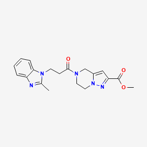 molecular formula C19H21N5O3 B3818163 methyl 5-[3-(2-methyl-1H-benzimidazol-1-yl)propanoyl]-4,5,6,7-tetrahydropyrazolo[1,5-a]pyrazine-2-carboxylate 