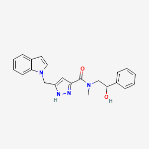 molecular formula C22H22N4O2 B3818310 N-(2-hydroxy-2-phenylethyl)-5-(indol-1-ylmethyl)-N-methyl-1H-pyrazole-3-carboxamide 