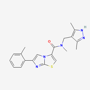 molecular formula C20H21N5OS B3818334 N-[(3,5-dimethyl-1H-pyrazol-4-yl)methyl]-N-methyl-6-(2-methylphenyl)imidazo[2,1-b][1,3]thiazole-3-carboxamide 