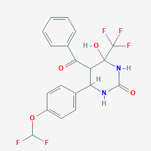 molecular formula C19H15F5N2O4 B381842 5-benzoyl-6-(4-(difluoromethoxy)phenyl)-4-hydroxy-4-(trifluoromethyl)tetrahydropyrimidin-2(1H)-one CAS No. 374561-34-9