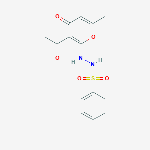 molecular formula C15H16N2O5S B381847 N'-(3-acetyl-4-hydroxy-6-methyl-2H-pyran-2-ylidene)-4-methylbenzenesulfonohydrazide 