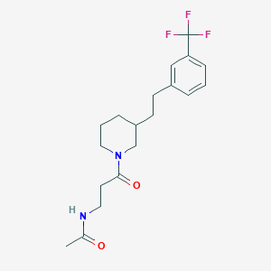 molecular formula C19H25F3N2O2 B3818752 N-[3-oxo-3-(3-{2-[3-(trifluoromethyl)phenyl]ethyl}-1-piperidinyl)propyl]acetamide 