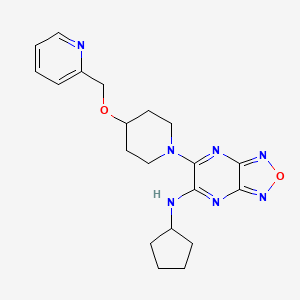 molecular formula C20H25N7O2 B3818897 N-cyclopentyl-6-[4-(2-pyridinylmethoxy)-1-piperidinyl][1,2,5]oxadiazolo[3,4-b]pyrazin-5-amine 