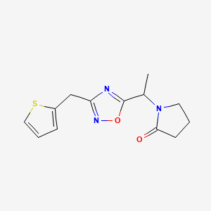 molecular formula C13H15N3O2S B3819167 1-[1-[3-(Thiophen-2-ylmethyl)-1,2,4-oxadiazol-5-yl]ethyl]pyrrolidin-2-one 