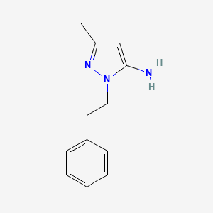 molecular formula C12H15N3 B3819506 Pyrazole, 5-amino-3-methyl-1-phenethyl- CAS No. 52281-20-6