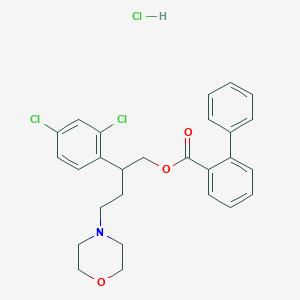 molecular formula C27H28Cl3NO3 B038198 (1,1'-Biphenyl)carboxylic acid, 2-(2,4-dichlorophenyl)-4-(4-morpholinyl)butyl ester, hydrochloride CAS No. 119585-15-8