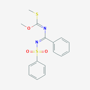 molecular formula C16H16N2O3S2 B381998 methyl N-[(E)-N-(benzenesulfonyl)-C-phenylcarbonimidoyl]-1-methylsulfanylmethanimidate CAS No. 5858-95-7