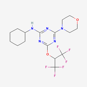 molecular formula C16H21F6N5O2 B3820024 N-cyclohexyl-4-(4-morpholinyl)-6-[2,2,2-trifluoro-1-(trifluoromethyl)ethoxy]-1,3,5-triazin-2-amine 