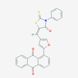 molecular formula C28H15NO4S2 B382009 1-{4-[(4-Oxo-3-phenyl-2-thioxo-1,3-thiazolidin-5-ylidene)methyl]-2-furyl}anthra-9,10-quinone 
