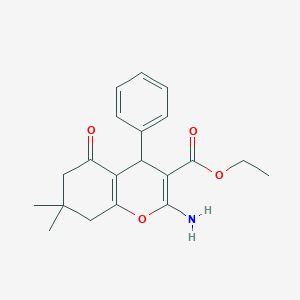 molecular formula C20H23NO4 B382026 ethyl 2-amino-7,7-dimethyl-5-oxo-4-phenyl-5,6,7,8-tetrahydro-4H-chromene-3-carboxylate CAS No. 107752-93-2