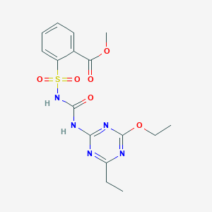 molecular formula C16H19N5O6S B3820470 Methyl 2-[(4-ethoxy-6-ethyl-1,3,5-triazin-2-yl)carbamoylsulfamoyl]benzoate 