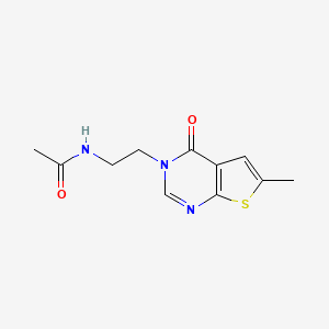 molecular formula C11H13N3O2S B3820670 N-[2-(6-methyl-4-oxothieno[2,3-d]pyrimidin-3-yl)ethyl]acetamide 