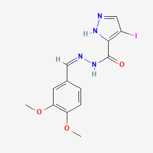 molecular formula C13H13IN4O3 B3820837 N-[(Z)-(3,4-dimethoxyphenyl)methylideneamino]-4-iodo-1H-pyrazole-5-carboxamide 