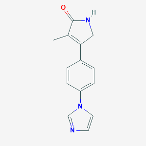 molecular formula C14H13N3O B038209 1,5-Dihydro-4-(4-(1H-imidazol-1-yl)phenyl)-3-methyl-2H-pyrrol-2-one CAS No. 115621-49-3