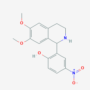 molecular formula C17H18N2O5 B3821377 Phenol, 4-nitro-2-(1,2,3,4-tetrahydro-6,7-dimethoxy-1-isoquinolinyl)- CAS No. 88307-74-8