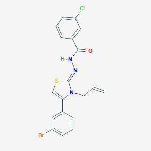 molecular formula C19H15BrClN3OS B382156 N'-(3-allyl-4-(3-bromophenyl)-1,3-thiazol-2(3H)-ylidene)-3-chlorobenzohydrazide 