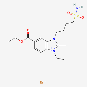 molecular formula C17H26BrN3O4S B3821587 Ethyl 1-ethyl-2-methyl-3-(4-sulfamoylbutyl)benzimidazol-1-ium-5-carboxylate;bromide 