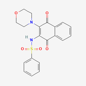 molecular formula C20H18N2O5S B3821761 N-(3-morpholin-4-yl-1,4-dioxonaphthalen-2-yl)benzenesulfonamide 