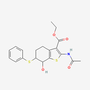 molecular formula C19H21NO4S2 B3821821 Ethyl 2-acetamido-7-hydroxy-6-phenylsulfanyl-4,5,6,7-tetrahydro-1-benzothiophene-3-carboxylate 