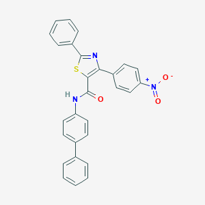 molecular formula C28H19N3O3S B382208 N-{[1,1'-BIPHENYL]-4-YL}-4-(4-NITROPHENYL)-2-PHENYL-1,3-THIAZOLE-5-CARBOXAMIDE 
