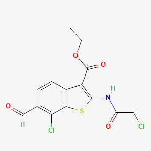 molecular formula C14H11Cl2NO4S B3822127 ethyl 7-chloro-2-[(chloroacetyl)amino]-6-formyl-1-benzothiophene-3-carboxylate 
