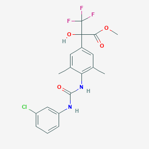 molecular formula C19H18ClF3N2O4 B3822147 Methyl 2-[4-[(3-chlorophenyl)carbamoylamino]-3,5-dimethylphenyl]-3,3,3-trifluoro-2-hydroxypropanoate 