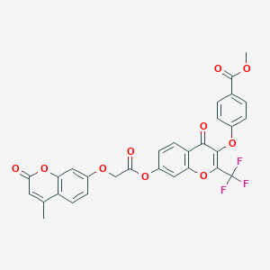 molecular formula C30H19F3O10 B382216 Methyl 4-[7-[2-(4-methyl-2-oxochromen-7-yl)oxyacetyl]oxy-4-oxo-2-(trifluoromethyl)chromen-3-yl]oxybenzoate CAS No. 342779-72-0