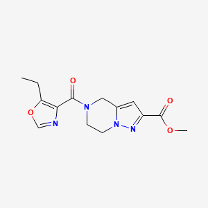 molecular formula C14H16N4O4 B3822331 methyl 5-[(5-ethyl-1,3-oxazol-4-yl)carbonyl]-4,5,6,7-tetrahydropyrazolo[1,5-a]pyrazine-2-carboxylate 