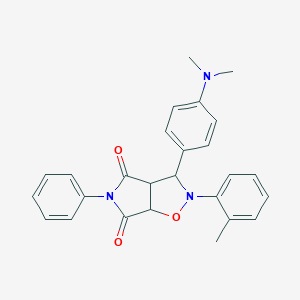 molecular formula C26H25N3O3 B382247 3-(4-(dimethylamino)phenyl)-5-phenyl-2-(o-tolyl)dihydro-2H-pyrrolo[3,4-d]isoxazole-4,6(5H,6aH)-dione CAS No. 312605-65-5