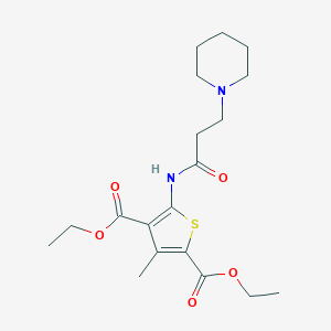 molecular formula C19H28N2O5S B382252 Diethyl 3-methyl-5-{[3-(1-piperidinyl)propanoyl]amino}-2,4-thiophenedicarboxylate 