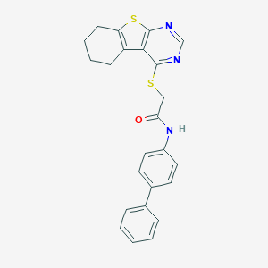 molecular formula C24H21N3OS2 B382263 N-[1,1'-biphenyl]-4-yl-2-(5,6,7,8-tetrahydro[1]benzothieno[2,3-d]pyrimidin-4-ylsulfanyl)acetamide 