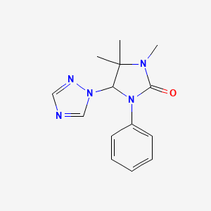 molecular formula C14H17N5O B3822702 3,4,4-trimethyl-1-phenyl-5-(1H-1,2,4-triazol-1-yl)-2-imidazolidinone 