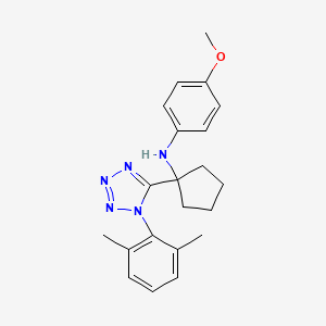 molecular formula C21H25N5O B3822710 N-{1-[1-(2,6-dimethylphenyl)-1H-tetrazol-5-yl]cyclopentyl}-4-methoxyaniline 