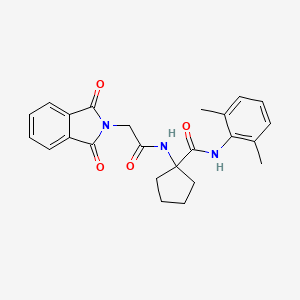 molecular formula C24H25N3O4 B3822755 N-(2,6-dimethylphenyl)-1-[[2-(1,3-dioxoisoindol-2-yl)acetyl]amino]cyclopentane-1-carboxamide 