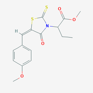 molecular formula C16H17NO4S2 B382293 Methyl 2-[5-(4-methoxybenzylidene)-4-oxo-2-thioxo-1,3-thiazolidin-3-yl]butanoate 