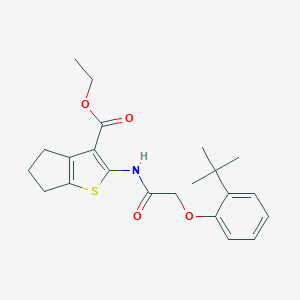molecular formula C22H27NO4S B382317 ethyl 2-{[(2-tert-butylphenoxy)acetyl]amino}-5,6-dihydro-4H-cyclopenta[b]thiophene-3-carboxylate 