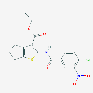 molecular formula C17H15ClN2O5S B382322 ethyl 2-({4-chloro-3-nitrobenzoyl}amino)-5,6-dihydro-4H-cyclopenta[b]thiophene-3-carboxylate 