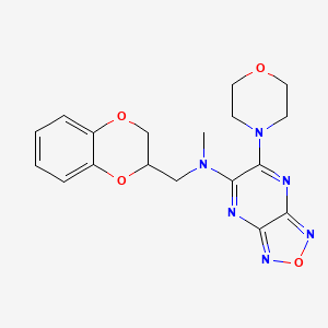 molecular formula C18H20N6O4 B3823292 N-(2,3-dihydro-1,4-benzodioxin-3-ylmethyl)-N-methyl-6-morpholin-4-yl-[1,2,5]oxadiazolo[3,4-b]pyrazin-5-amine 