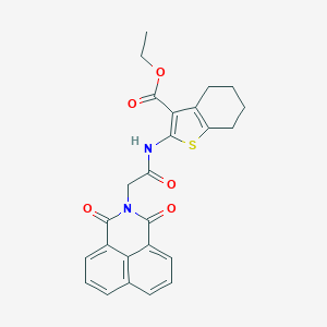 molecular formula C25H22N2O5S B382332 ethyl 2-{[(1,3-dioxo-1H-benzo[de]isoquinolin-2(3H)-yl)acetyl]amino}-4,5,6,7-tetrahydro-1-benzothiophene-3-carboxylate 