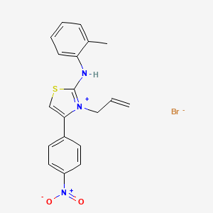 molecular formula C19H18BrN3O2S B3823483 N-(2-methylphenyl)-4-(4-nitrophenyl)-3-prop-2-enyl-1,3-thiazol-3-ium-2-amine;bromide 
