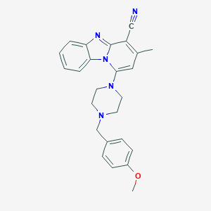 molecular formula C25H25N5O B382367 1-[4-(4-Methoxybenzyl)-1-piperazinyl]-3-methylpyrido[1,2-a]benzimidazole-4-carbonitrile 