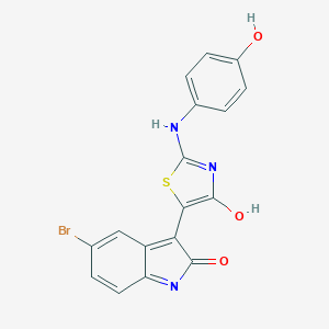 molecular formula C17H10BrN3O3S B382380 5-bromo-3-{2-[(4-hydroxyphenyl)imino]-4-oxo-1,3-thiazolidin-5-ylidene}-1,3-dihydro-2H-indol-2-one 