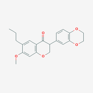 molecular formula C21H22O5 B3823861 3-(2,3-Dihydro-1,4-benzodioxin-6-yl)-7-methoxy-6-propyl-2,3-dihydrochromen-4-one 