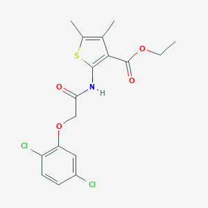 molecular formula C17H17Cl2NO4S B382400 Ethyl 2-{[(2,5-dichlorophenoxy)acetyl]amino}-4,5-dimethylthiophene-3-carboxylate CAS No. 302803-52-7