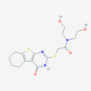 molecular formula C16H21N3O4S2 B382412 N,N-bis(2-hydroxyethyl)-2-[(4-oxo-5,6,7,8-tetrahydro-3H-[1]benzothiolo[2,3-d]pyrimidin-2-yl)sulfanyl]acetamide CAS No. 325476-29-7