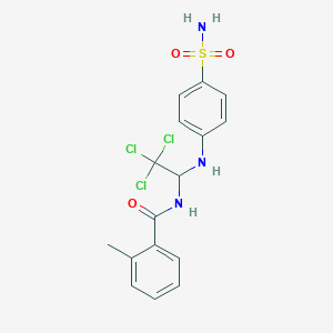 molecular formula C16H16Cl3N3O3S B3824448 N-{1-[4-(aminosulfonyl)anilino]-2,2,2-trichloroethyl}-2-methylbenzamide 